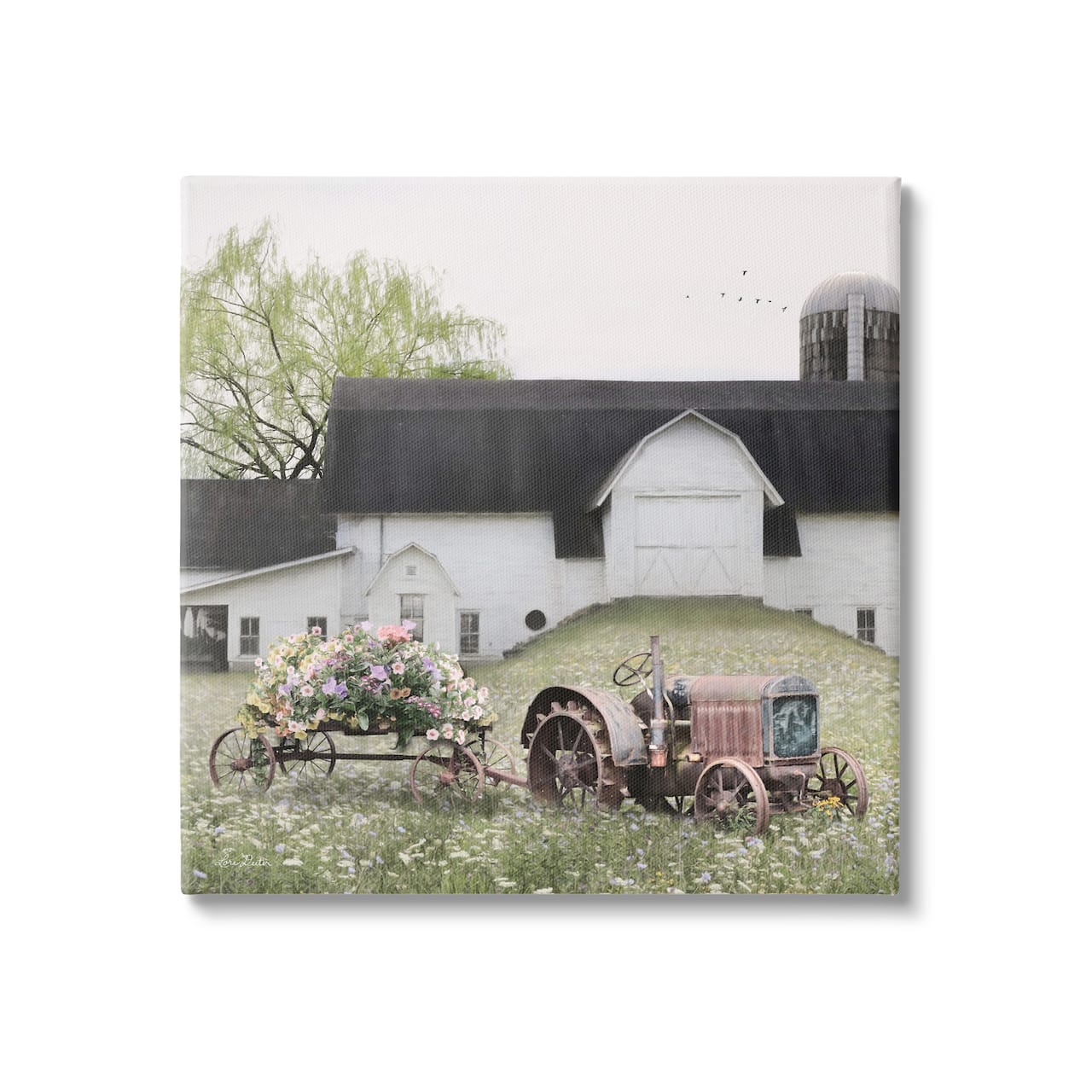 Stupell Industries Floral Tractor and Flower Field Barn Canvas Wall Art